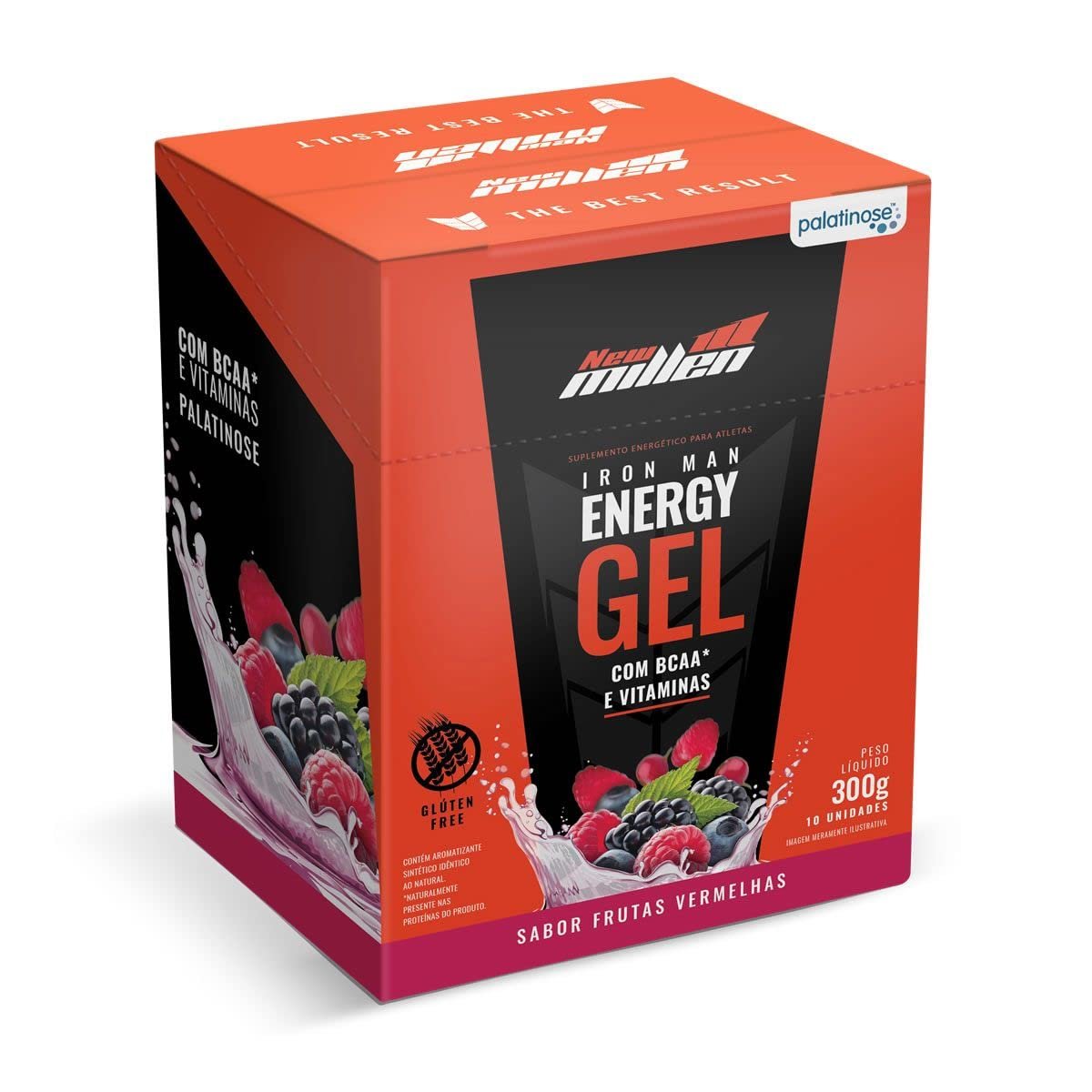 Iron Man Instant Energy Gel - 10 Unidades 30G Frutas Vermelhas - New Millen Pacote de 10