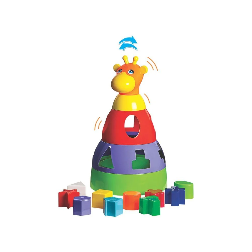 Brinquedo Educativo Girafa Didática com Blocos Merco Toys, cores sortidas, 1 unidade