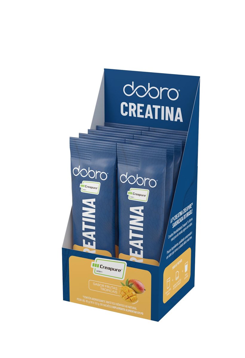 Dobro, Stick Creatina Creapure®, Dobro, Zero Açúcar e Zero Calorias, Sabor Frutas Tropicais 10x3,5g