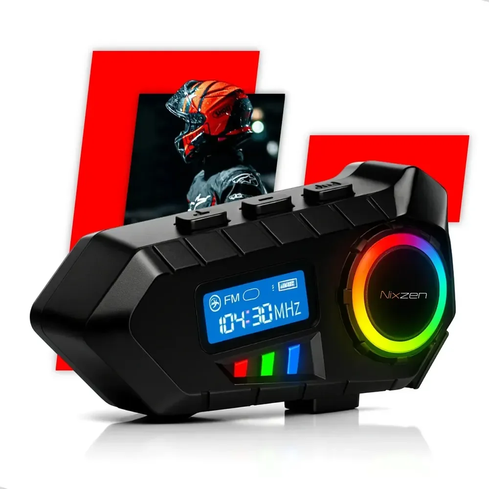 Fone De Ouvido Capacete Bluetooth Moto Comunicador Sem Fio Lançamento Com Visor Fm Microfone Rgb Headset Wireless Nixzen