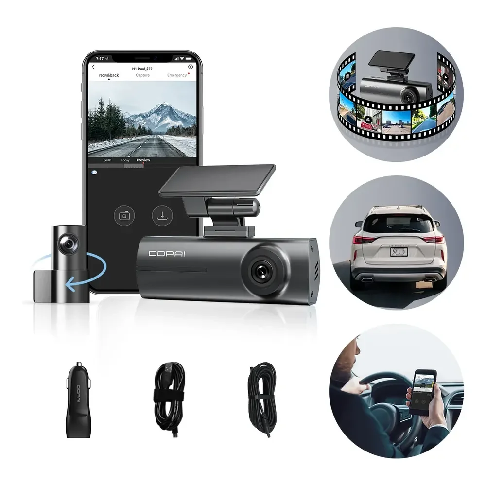 Ddpai N1 Dual Câmera Veicular 1296p+1080p Uber Nightvis App
