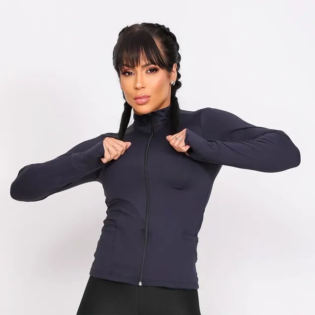 Blusa Térmica Feminina Uv 50+ Com Zíper Frontal E Dedeira -1