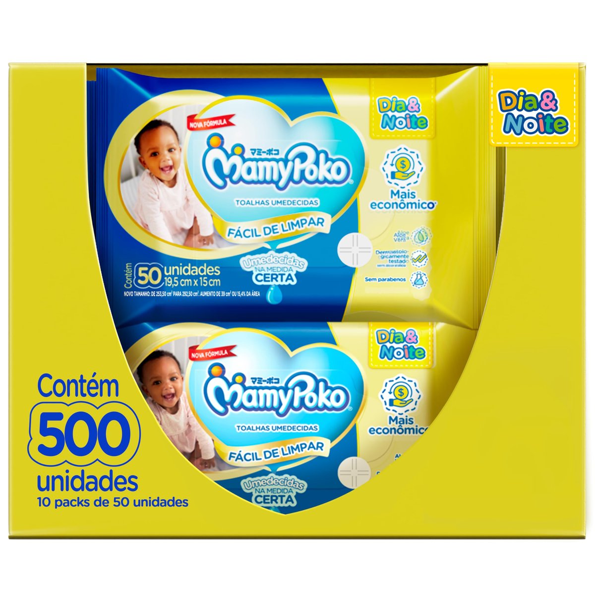 MamyPoko Lenços Umedecidos Dia&Noite 500 Unidades