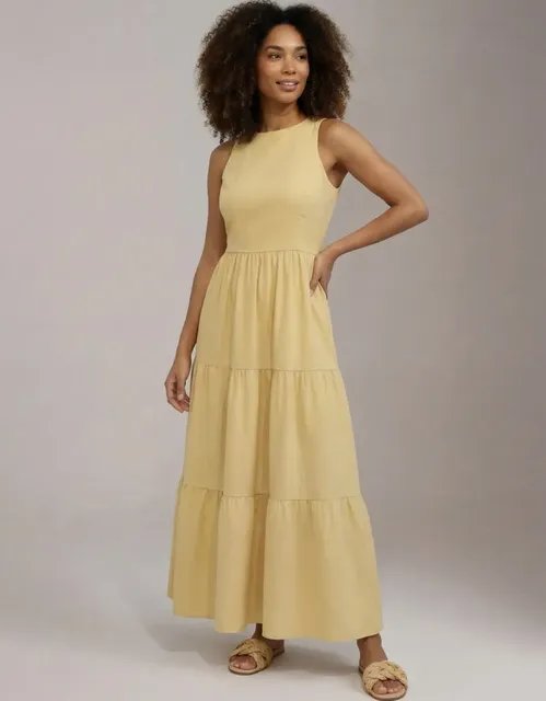 Vestido Midi Três Marias Viscose Linho Com Bolsos Laterais