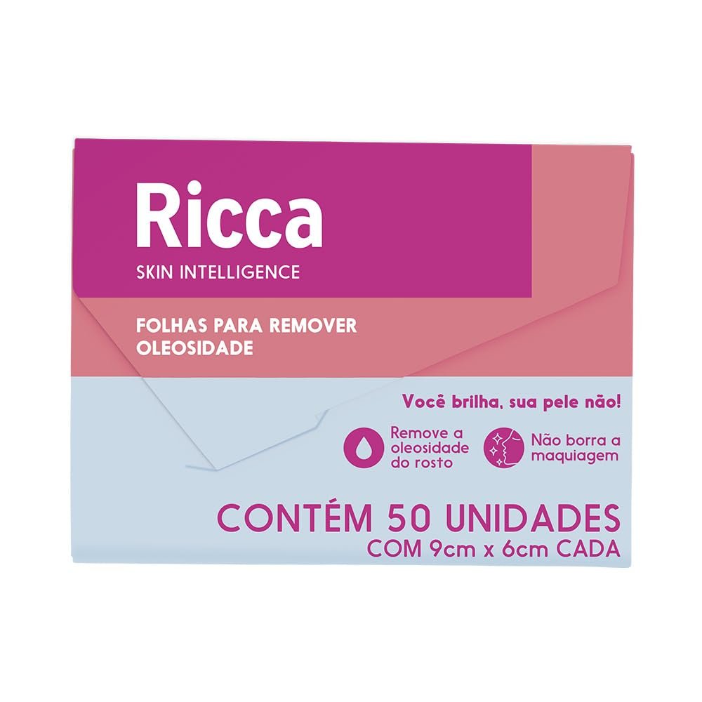 Ricca, Lenços Absorventes de Oleosidade para o Rosto, 50 unidades