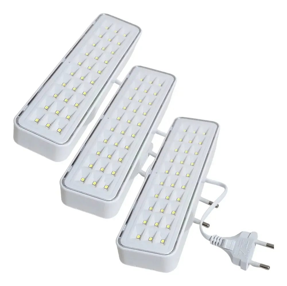 3 Luminárias Emergência Elgin Recarregável Lampada 30 Leds