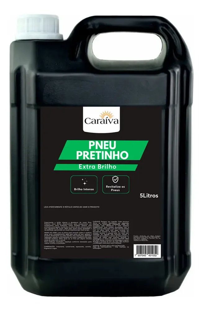 Pretinho para Pneu Extra Brilho Intenso Fácil aplicação 5 Litros Automotivo Estética Automotiva Lava Jato