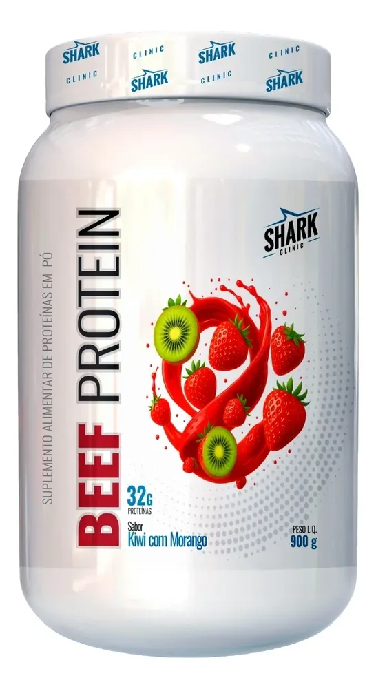 Suplemento Carne Bovina Beef Lactose 900g Morango C/kiwi Shark Pro