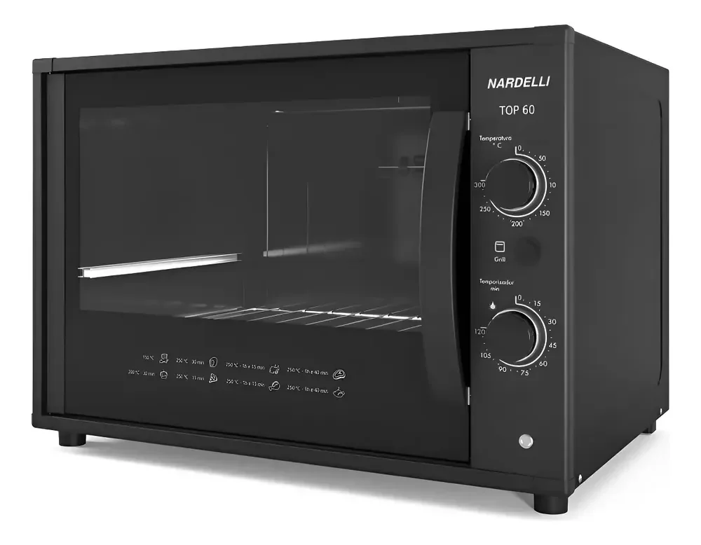 Forno Elétrico De Bancada 110v Nardelli Top60 60litros Black 127v Preto