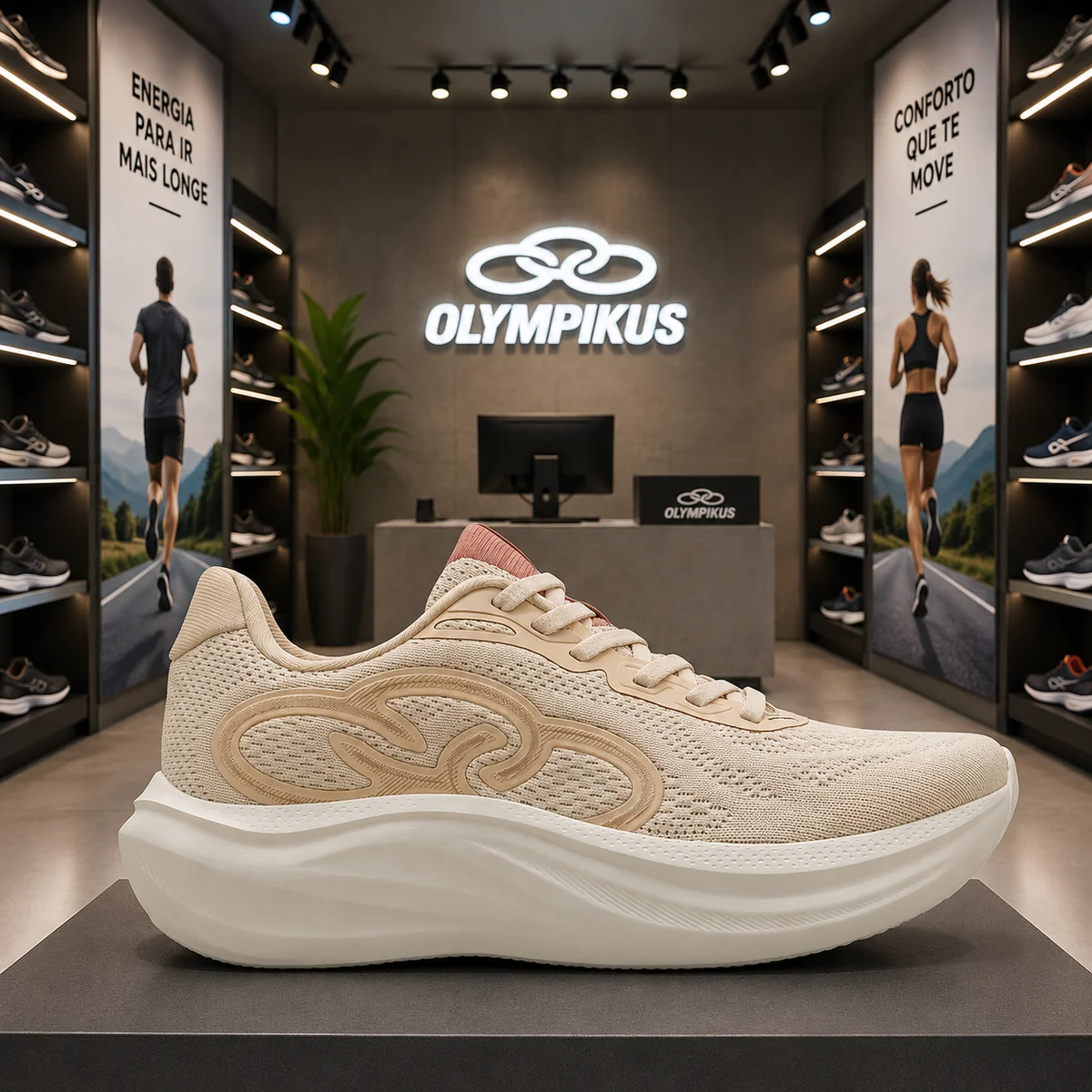 Tênis Olympikus Rush Feminino Bege - 34, 35, 36, 37 e 39