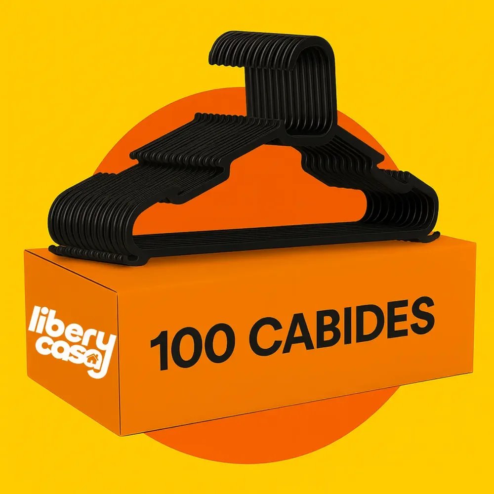 Kit 100 Cabides Pretos Plástico Adulto Organização Guarda-roupa Preto