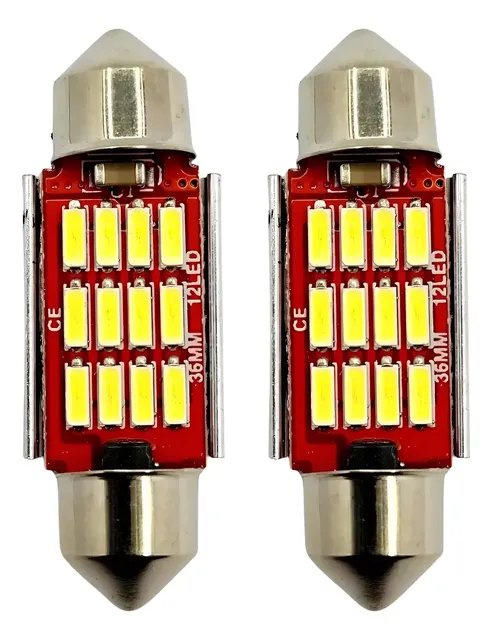 Par Lâmpada Led Carro Torpedo Canbus Canceller Teto 6000k