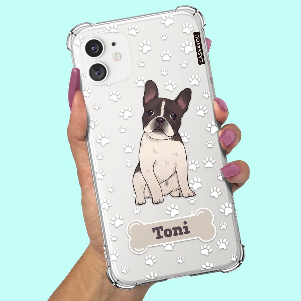 Capa Capinha de celular Personalizada Anti-impacto com nome Buldogue Francês