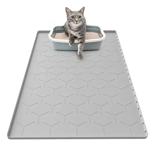 88*62cm Borda Alta Fácil Limpar Tapete Silicone Gatos/pet
