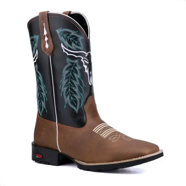 Bota Texana Bico Quadrado Country Em Couro Promoçao