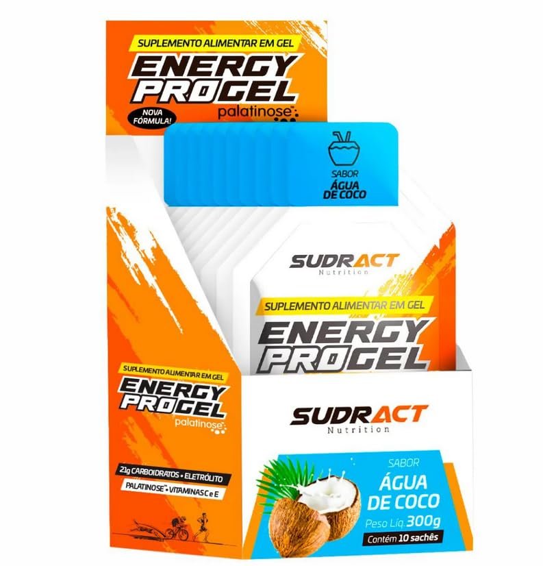Energy Pro Gel - 10 sachês de 30g Água de Coco - Sudract Nutrition, Sudract