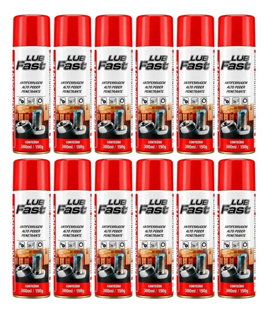 Kit 12 Spray Desengripante Lubfast 300ml Lubrificante Multiuso