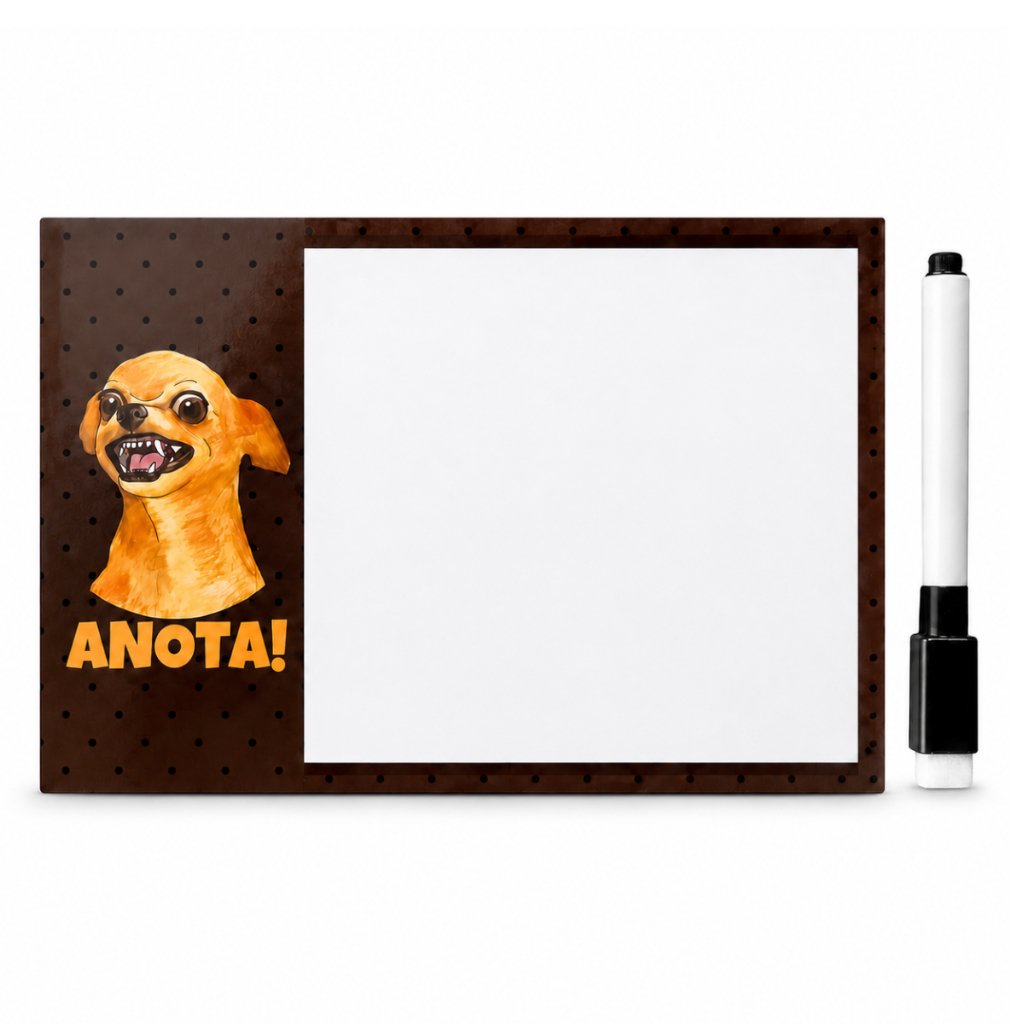 Mini Lousa Planner "ANOTA" Magnética Cachorro Bravo Divertida Lista de Compras, Recados, Lembretes, ímã