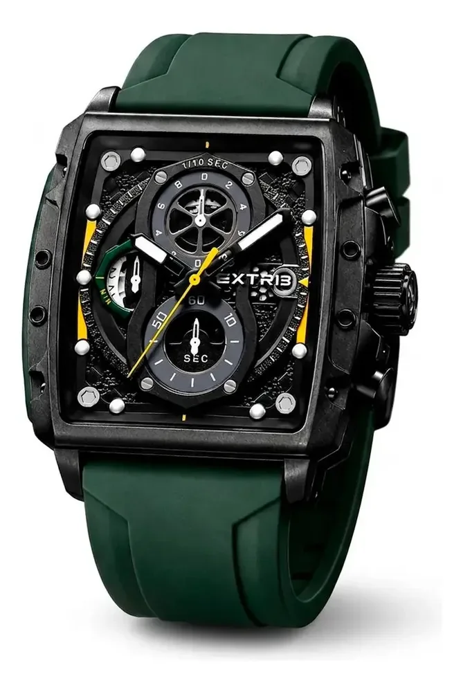 Relógio De Pulso Masculino Homens Elegante Data E Cronógrafo Verde