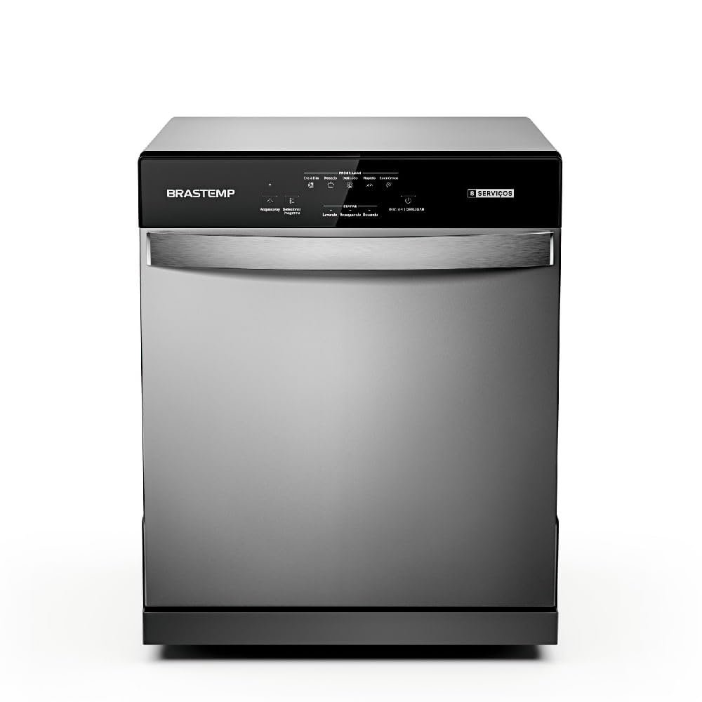 Brastemp Lava-Louças de Piso BLF08BS Cinza 60x56x66 cm 8 Serviços com Função Acquaspray e Painel Intuitivo 67 dBA