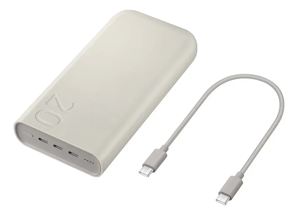 Carregador Power Bank sem fio Samsung | Potência de 45 W | 20.000 mAh | Cor bege | Carregamento super rápido 2.0