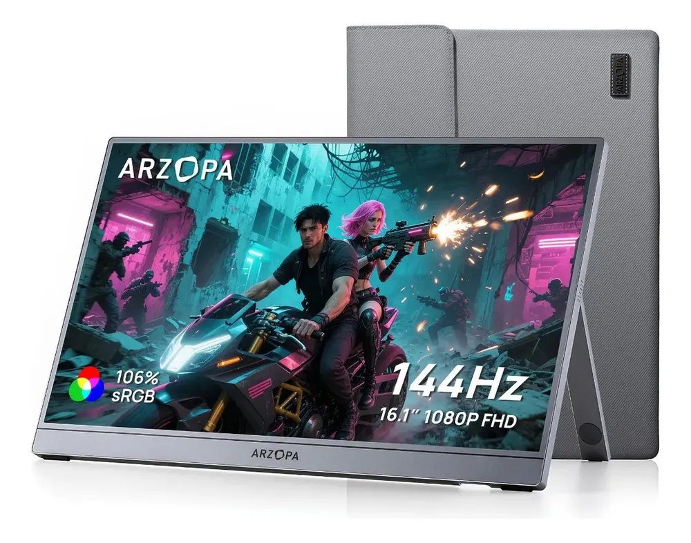 Monitor Gamer Portátil Arzopa Z1FC de 16.1" Full HD 144Hz com Painel IPS