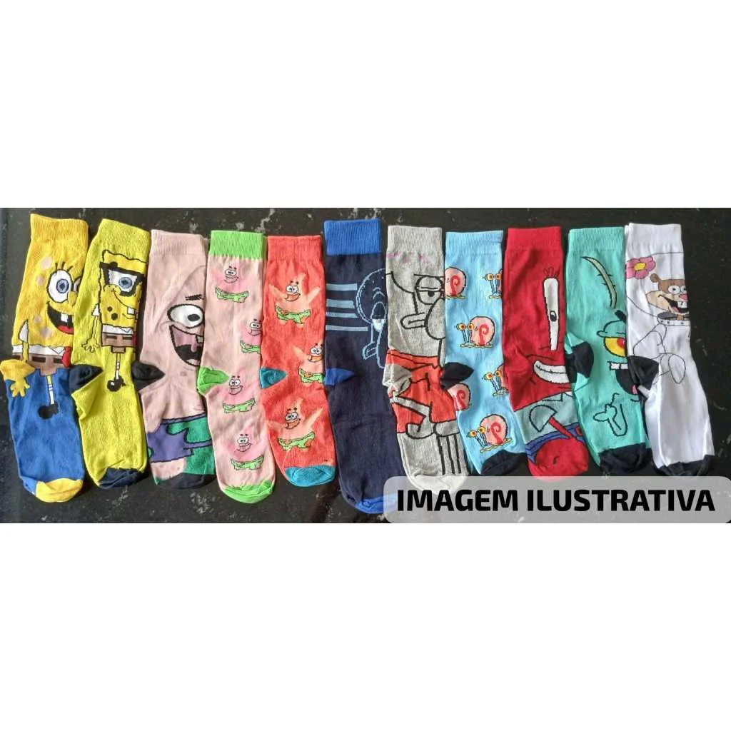 Meias Divertidas de Personagens em Algodão Unissex