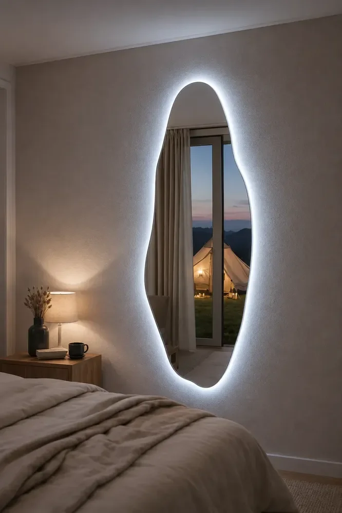 Espelho Moderno Led Bivolt Parede Quarto Sala Hall Wc 90cm Led Frio Bivolt