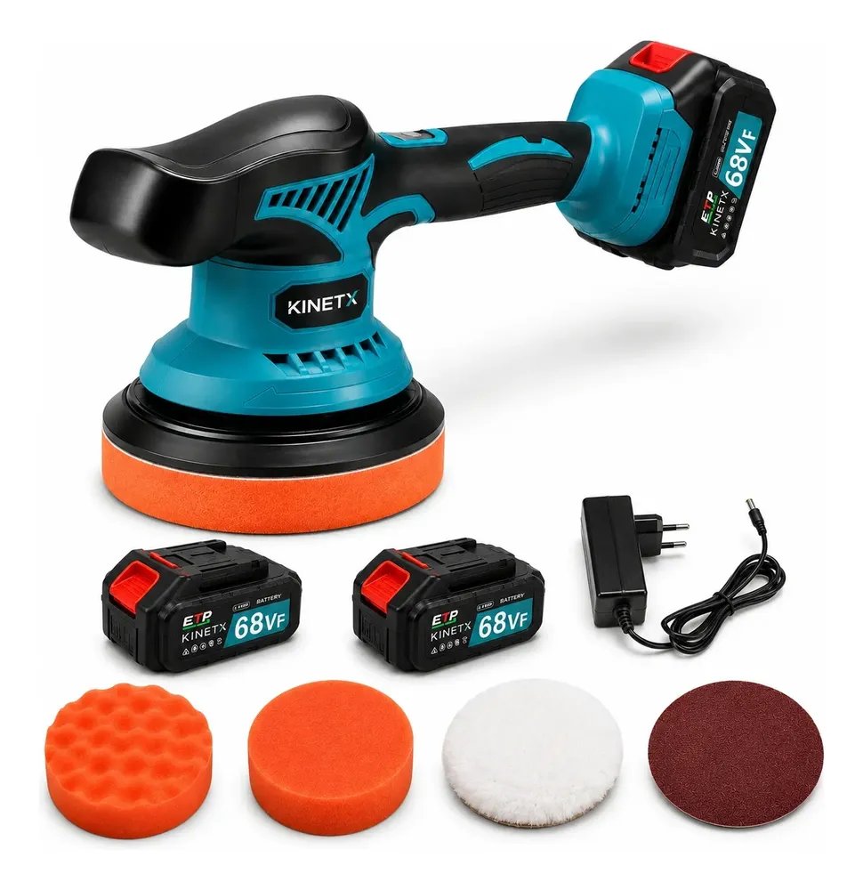 Politriz Automotiva Sem Fio Kinetx Lixadeira 2 Baterias Azul 127/220v