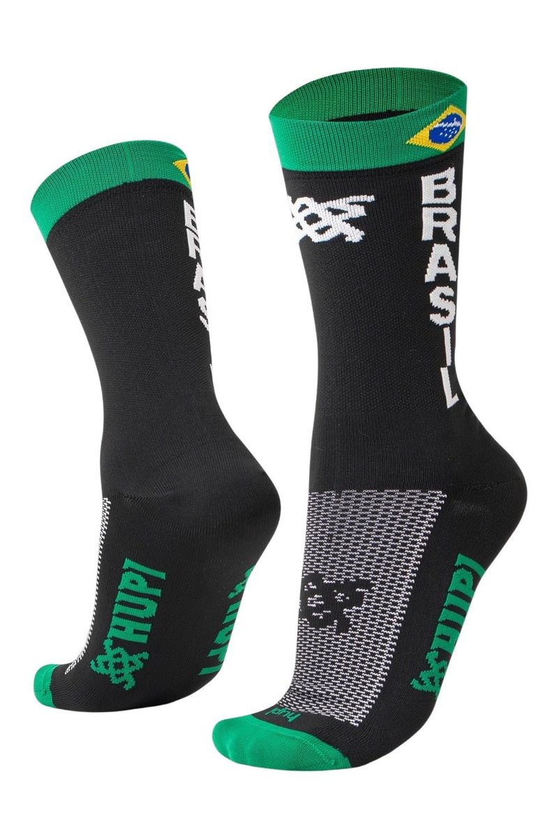 Meia Corrida Ciclismo Hupi Brasil Flag Cano Médio