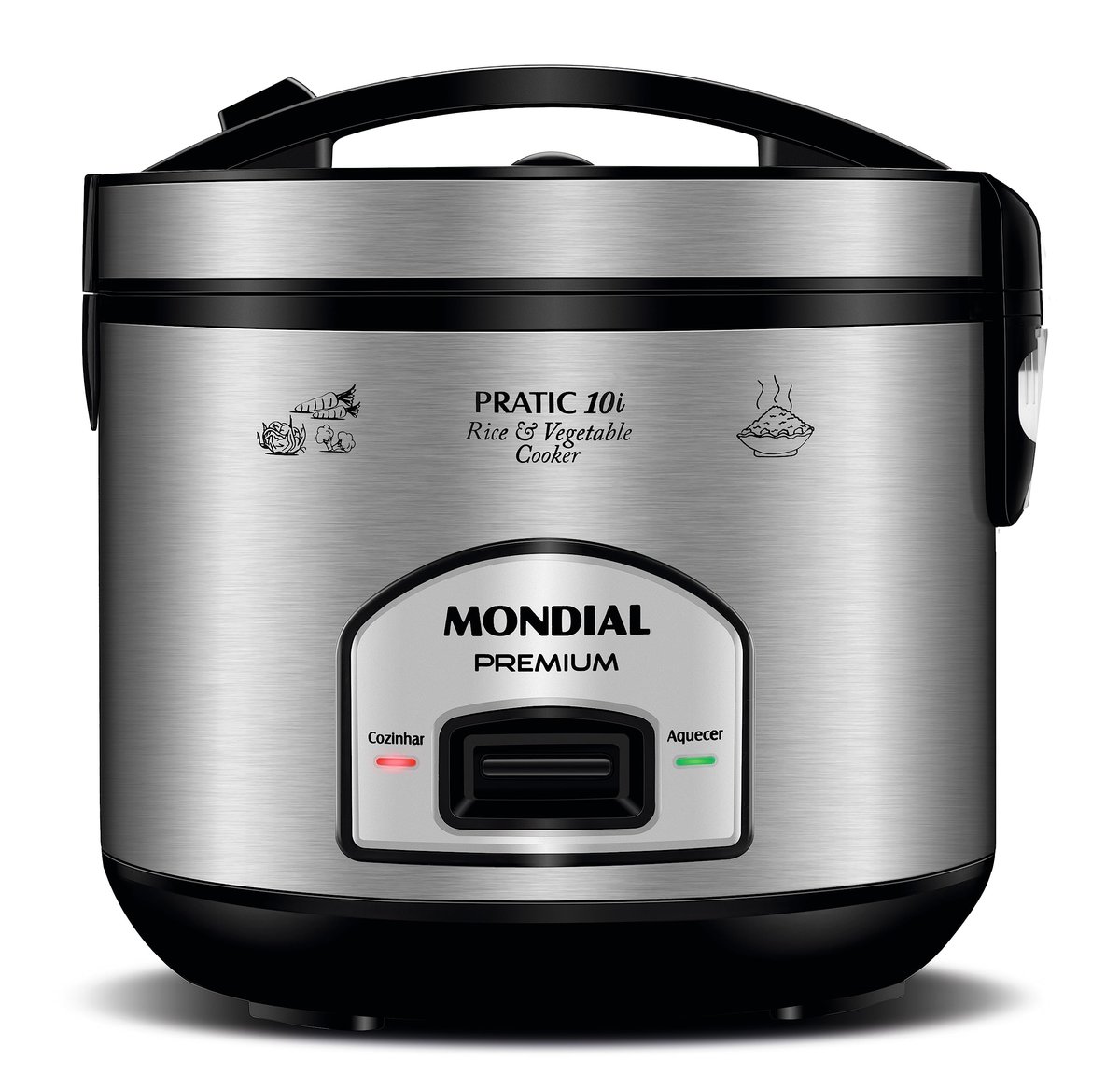 MONDIAL Panela Elétrica de Arroz, Preto/Inox, 700W, 110V - PE-42-10X