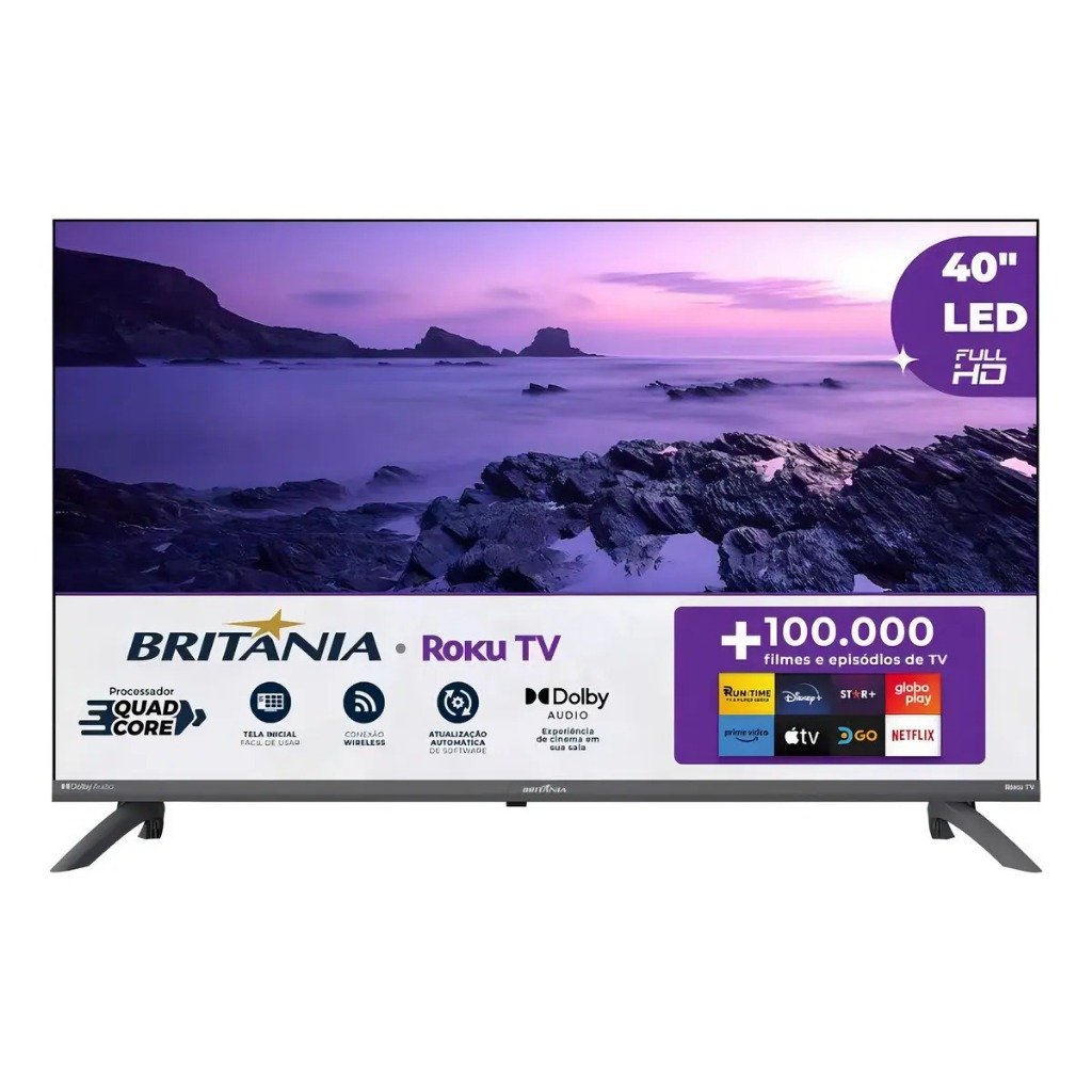 Smart TV 40” Britânia B40CRA Full HD Wi-Fi HDMI USB Conversor Digital
