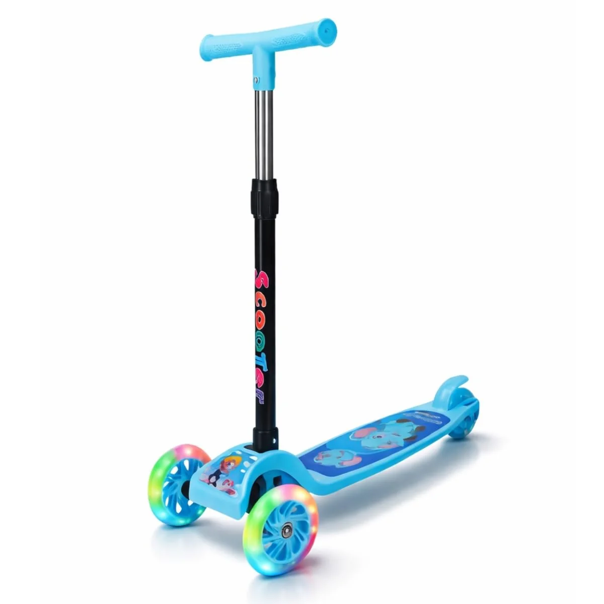 Patinete Infantil 3 Rodas Com Luzes LED Dobrável Altura Regulável