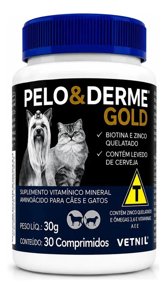 Suplemento Pelo & Derme Gold Vetnil C/30 Comprimidos