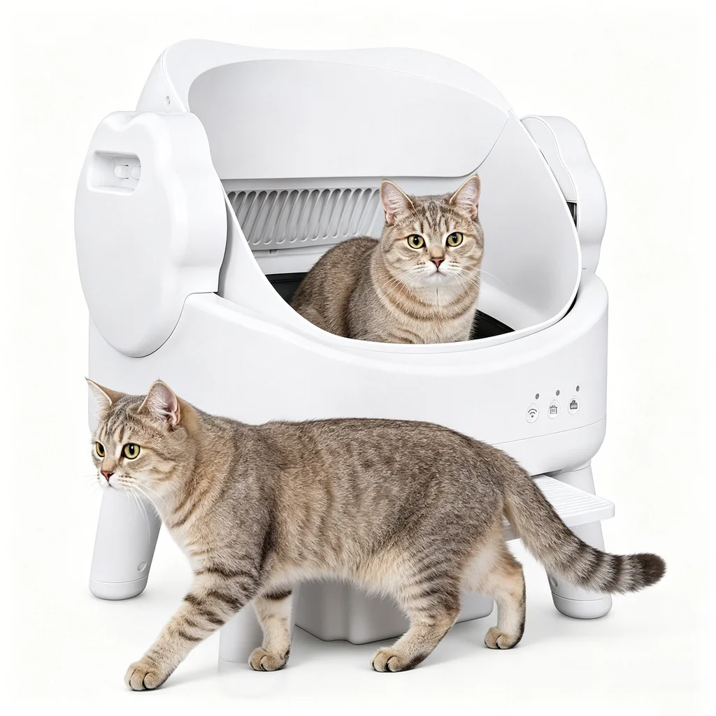 Newpet aberta Caixa de Areia Inteligente Automática Autolimpante para Multiplos Gatos Versão com botão 110-220V