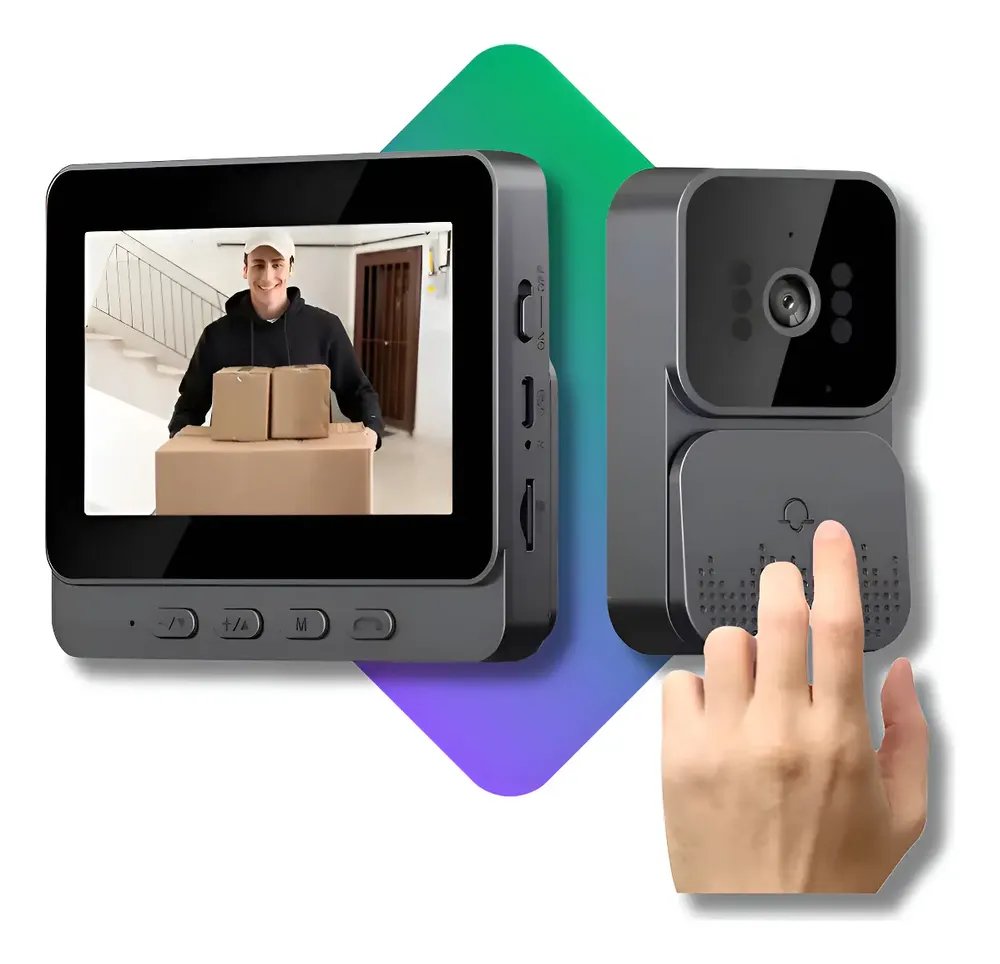 Vídeo Porteiro Sem Fio Interfone Bidirecional Wireless Hd  Cinza-escuro 127/220v