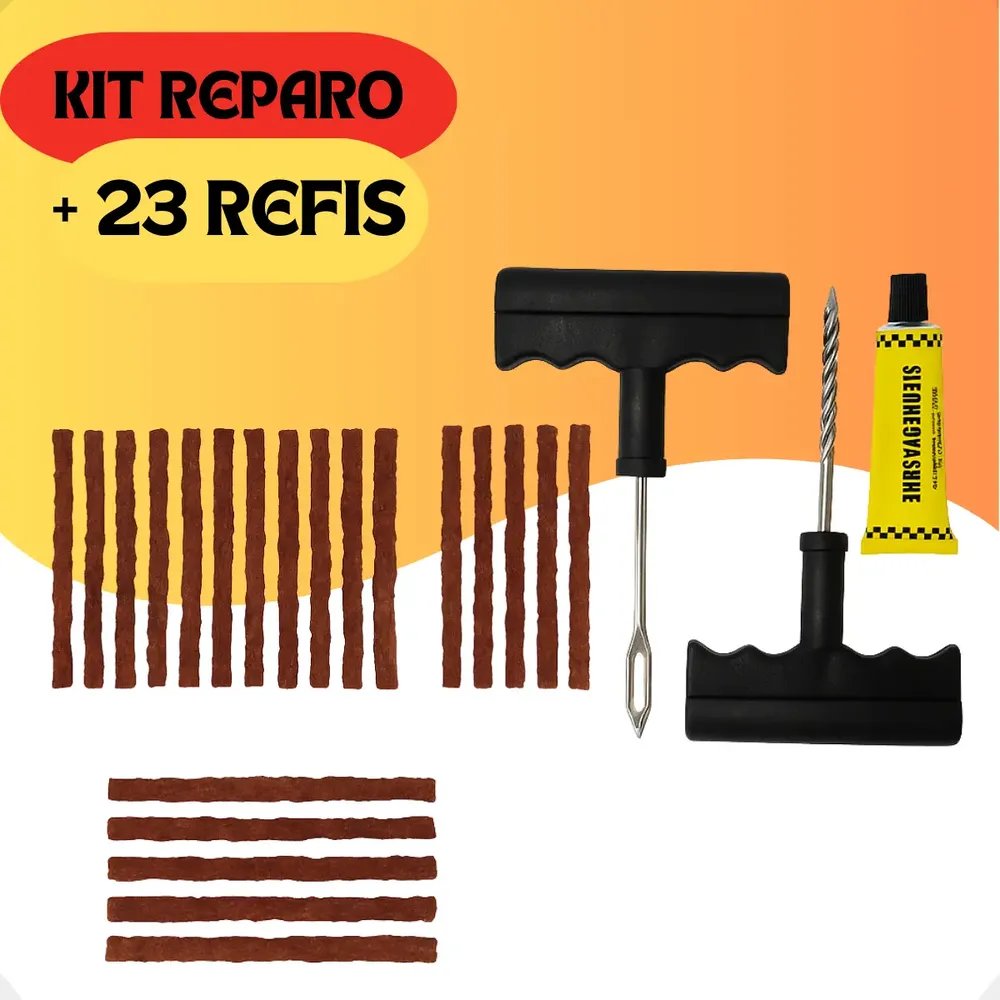 Kit Reparo Pneus 23 Remendo Macarrão Moto Carro Sem Câmara