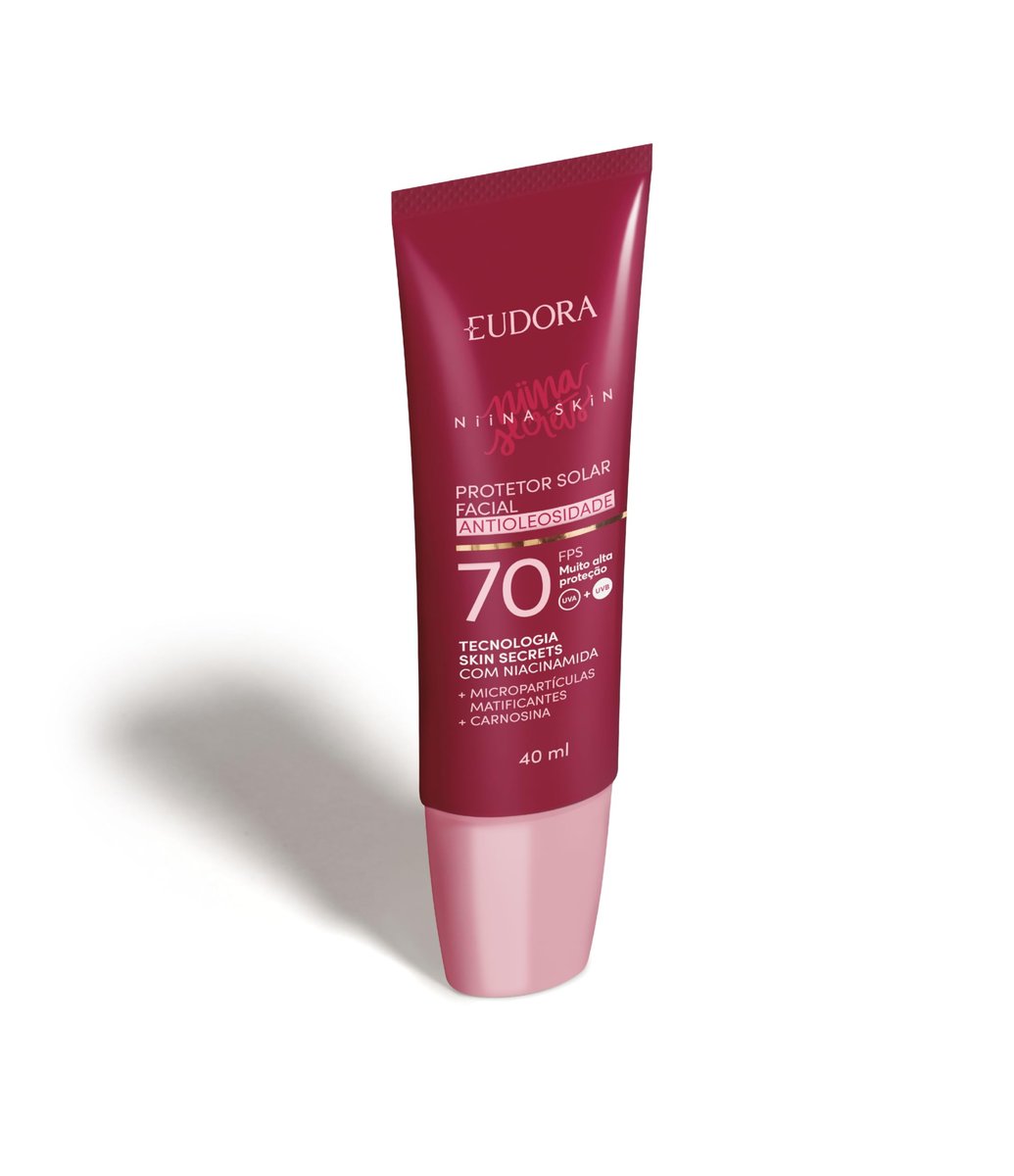 EUDORA NIINA SKIN PROTETOR SOLAR FACIAL ANTIOLEOSIDADE FPS 70 REGULAR 40g