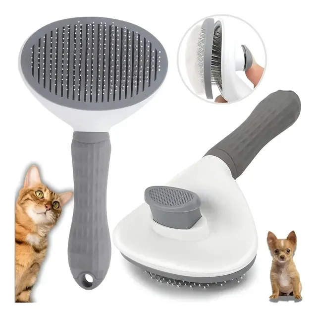 Escova Pet Autolimpante Rasqueadeira Magica Pelos Cães Gatos