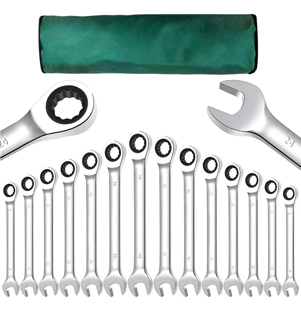 Jogo De Chave Combinado Esquadro E De Catraca 14 Pcs 8-24mm Branco