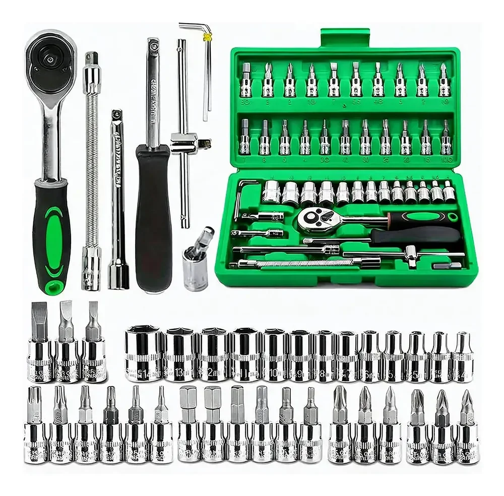 Kit 46 Chave Catraca Jogo De Soquetes Allen Torx Ferramentas Premium 46pcs