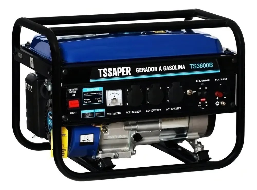Gerador de Energia a Gasolina 3,5 kva Monofásico com tecnologia AVR 110/220V bivolt Tssaper TS3600B