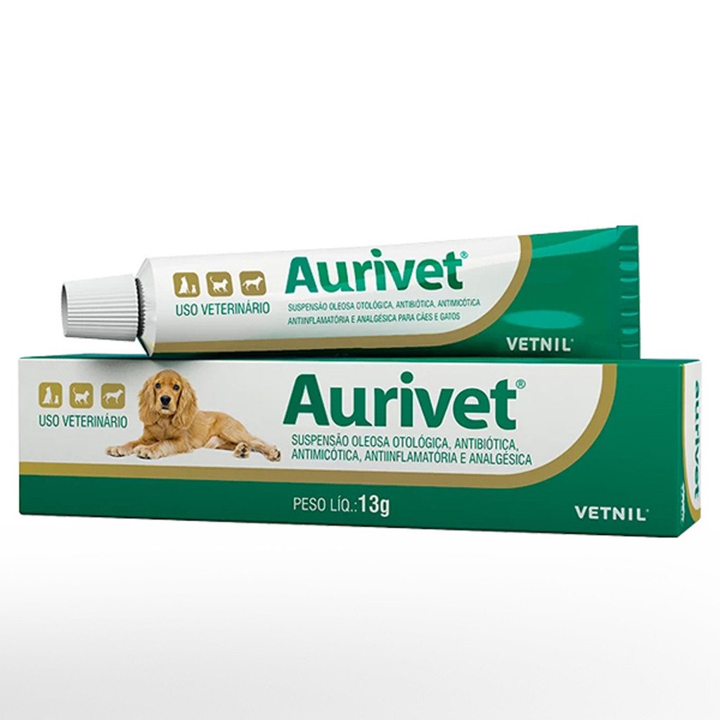 Aurivet Pomada Otológica Vetnil para Cães e Gatos - 13 g