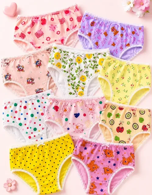 Kit 10 Calcinhas Infantil Menina Cintura Alta Confortável