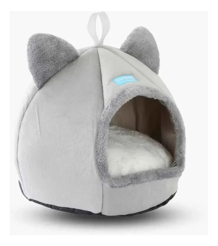Caminha Cama Tenda Luxo Cabana Toca Para Gatos Iglu 40cm Cinza