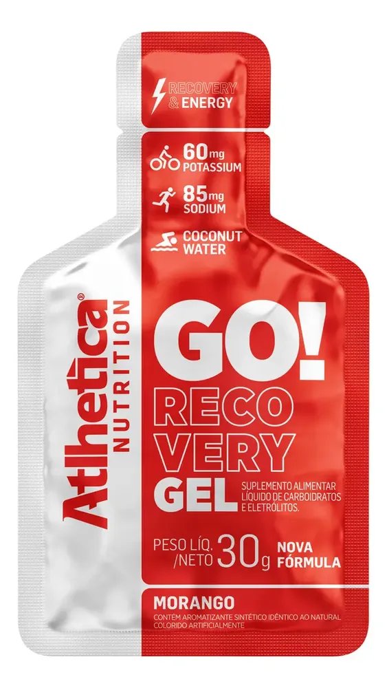 Suplemento em sachês Atlhetica Nutrition Go! Recovery Gel Energético sabor Morango x 30g de 10 un