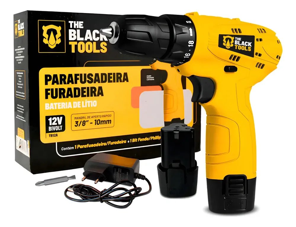 Parafusadeira Furadeira 3/8 Bivolt A Bateria 12v Cor Amarelo Frequência 60hz