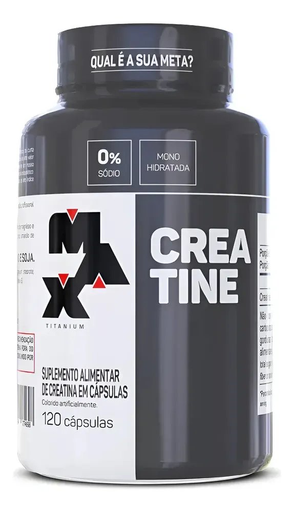 Creatina Max Titanium monohidratada micronizada pura em cápsula Sem sabor de 120 un
