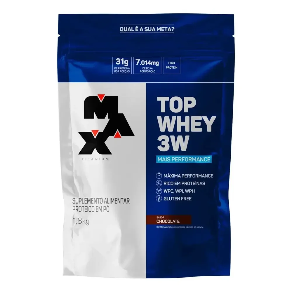 Max Titanium Top Whey 3W Mais Performance 1,8kg Sabor Chocolate Mercado Livre