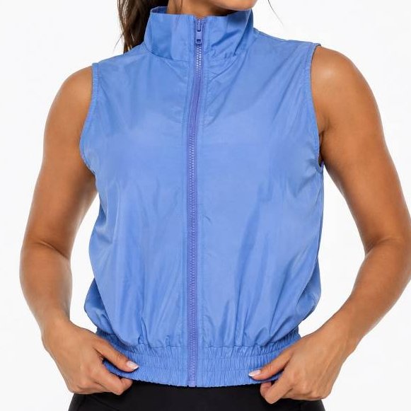 Colete Feminino Corta Vento Sem Manga com Zíper Esportiva Casual